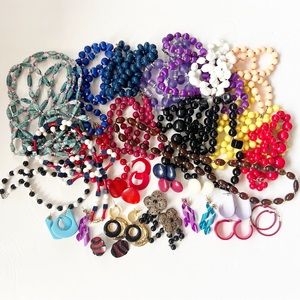 1980s Vintage Jewelry Lot Necklaces Earrings